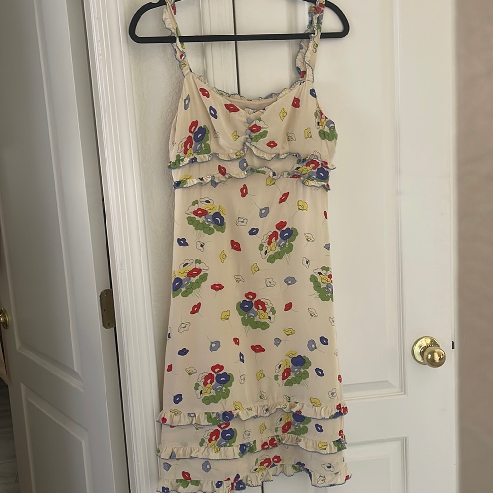 Anthropology Odille Sun Dress Summer Floral Silk